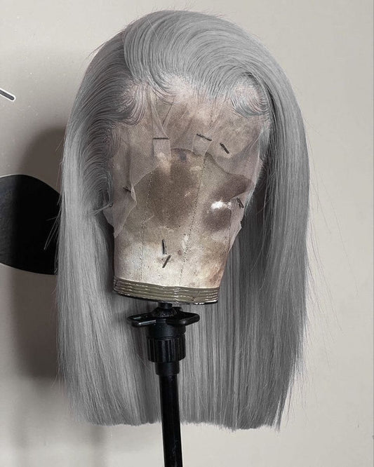 12" Bone Straight Wig With 13x6 Frontal – 100% Human Hair