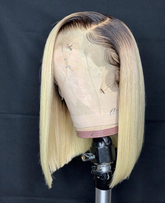 12" Bone Straight Wig With 13x6 Frontal – 100% Human Hair